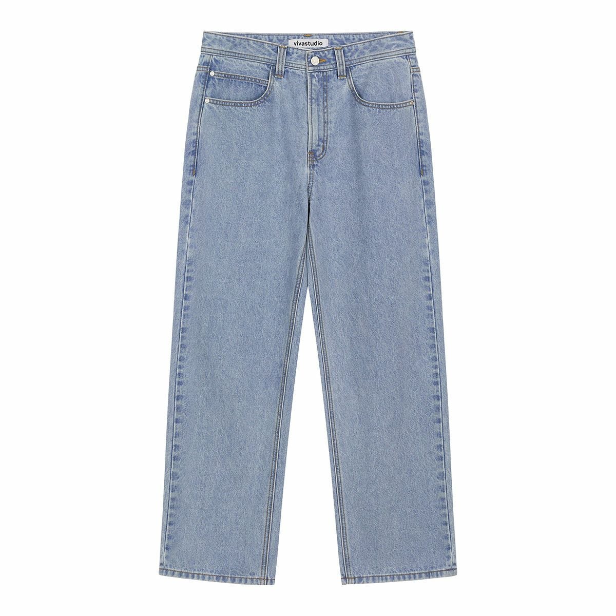 STRAIGHT SLUB DENIM PANTS(BLUE) | VIVASTUDIO